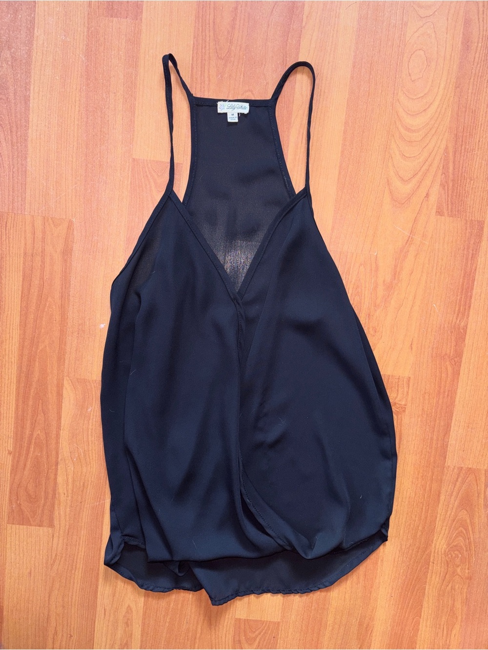 Lily White Black V-Neck Cami with Racerback